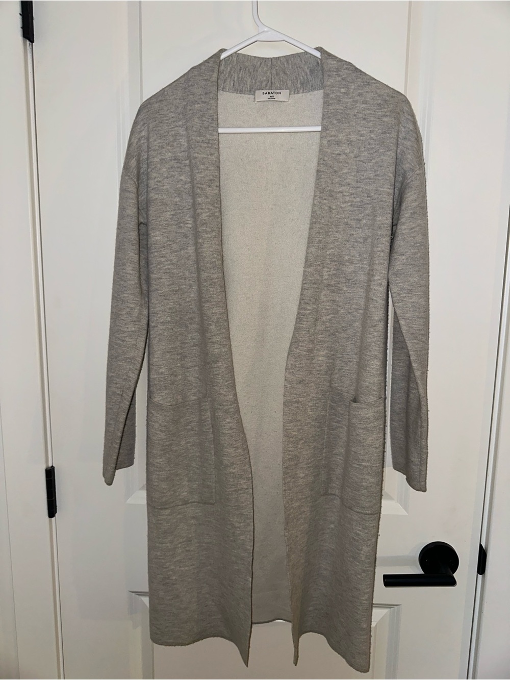 Babaton Heather Gray Open-Front Long Cardigan